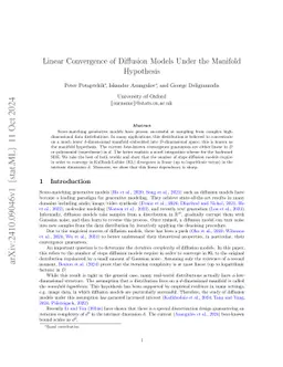 Linear Convergence of Diffusion Models Under the Manifold Hypothesis