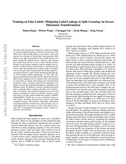 Training on Fake Labels: Mitigating Label Leakage in Split Learning via
  Secure Dimension Transformation