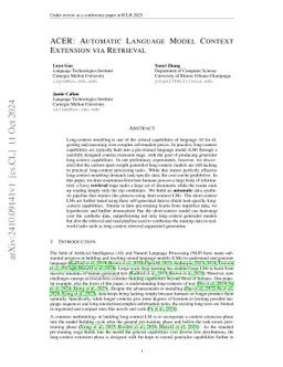 ACER: Automatic Language Model Context Extension via Retrieval