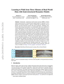 Learning to Walk from Three Minutes of Real-World Data with
  Semi-structured Dynamics Models