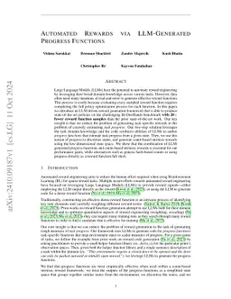 Automated Rewards via LLM-Generated Progress Functions