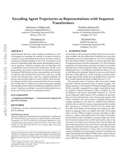 Encoding Agent Trajectories as Representations with Sequence
  Transformers
