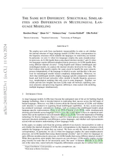 The Same But Different: Structural Similarities and Differences in
  Multilingual Language Modeling