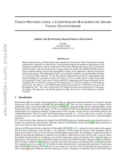 Token Pruning using a Lightweight Background Aware Vision Transformer