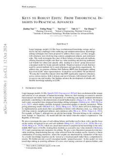 Keys to Robust Edits: from Theoretical Insights to Practical Advances