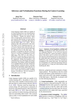 Inference and Verbalization Functions During In-Context Learning