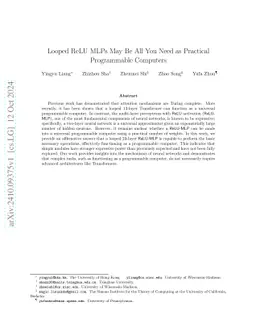 Looped ReLU MLPs May Be All You Need as Practical Programmable Computers