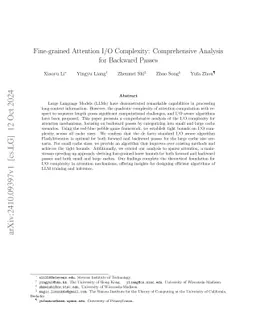 Fine-grained Attention I/O Complexity: Comprehensive Analysis for
  Backward Passes