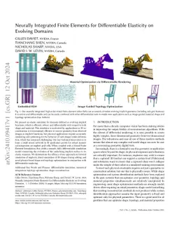 Neurally Integrated Finite Elements for Differentiable Elasticity on Evolving Domains