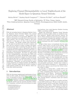 Exploring Channel Distinguishability in Local Neighborhoods of the Model Space in Quantum Neural Networks