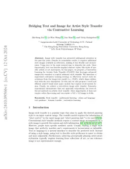 Bridging Text and Image for Artist Style Transfer via Contrastive
  Learning