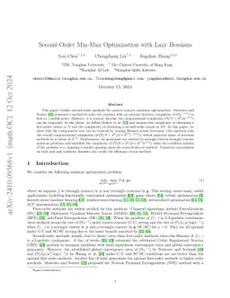 Second-Order Min-Max Optimization with Lazy Hessians
