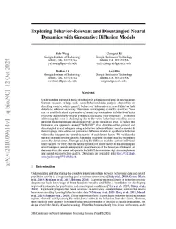 Exploring Behavior-Relevant and Disentangled Neural Dynamics with
  Generative Diffusion Models