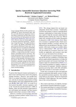 Quebec Automobile Insurance Question-Answering With Retrieval-Augmented
  Generation