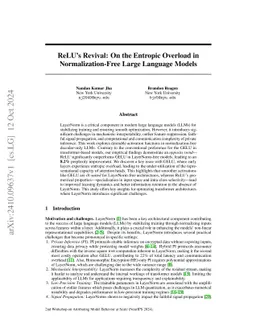ReLU's Revival: On the Entropic Overload in Normalization-Free Large
  Language Models