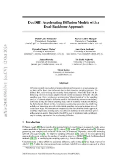 DuoDiff: Accelerating Diffusion Models with a Dual-Backbone Approach