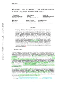 Adapters for Altering LLM Vocabularies: What Languages Benefit the Most?