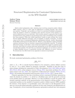 Structured Regularization for Constrained Optimization on the SPD
  Manifold