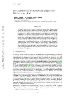 MoIN: Mixture of Introvert Experts to Upcycle an LLM