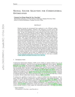 Neural Solver Selection for Combinatorial Optimization