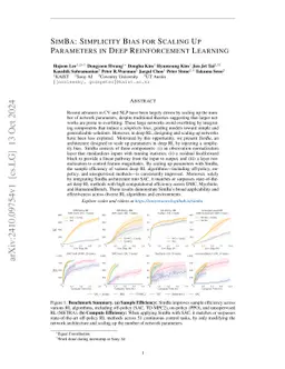 SimBa: Simplicity Bias for Scaling Up Parameters in Deep Reinforcement Learning