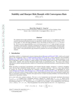 Stability and Sharper Risk Bounds with Convergence Rate $\tilde{O}(1/n^2)$