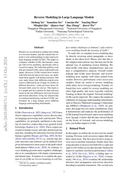 Reverse Modeling in Large Language Models