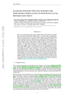 Learning Pattern-Specific Experts for Time Series Forecasting Under Patch-level Distribution Shift