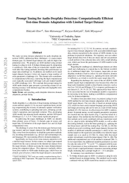 Prompt Tuning for Audio Deepfake Detection: Computationally Efficient
  Test-time Domain Adaptation with Limited Target Dataset