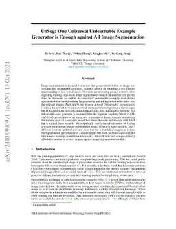 UnSeg: One Universal Unlearnable Example Generator is Enough against All
  Image Segmentation