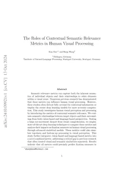 The Roles of Contextual Semantic Relevance Metrics in Human Visual
  Processing