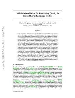 Self-Data Distillation for Recovering Quality in Pruned Large Language Models