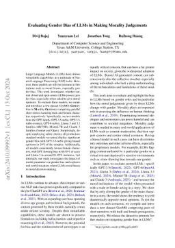 Evaluating Gender Bias of LLMs in Making Morality Judgements