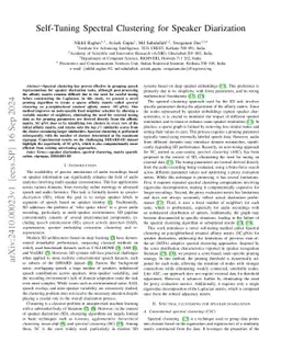 Self-Tuning Spectral Clustering for Speaker Diarization