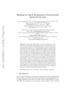 Ranking the Top-K Realizations of Stochastically Known Event Logs