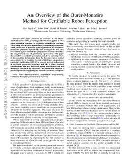 An Overview of the Burer-Monteiro Method for Certifiable Robot Perception