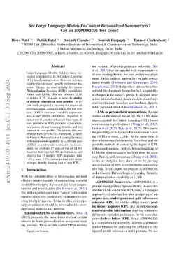 Are Large Language Models In-Context Personalized Summarizers? Get an
  iCOPERNICUS Test Done!
