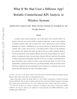 What If We Had Used a Different App? Reliable Counterfactual KPI Analysis in Wireless Systems