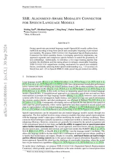 SSR: Alignment-Aware Modality Connector for Speech Language Models