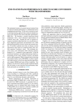 End-to-end Piano Performance-MIDI to Score Conversion with Transformers