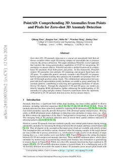 PointAD: Comprehending 3D Anomalies from Points and Pixels for Zero-shot
  3D Anomaly Detection