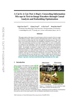 A Cat Is A Cat (Not A Dog!): Unraveling Information Mix-ups in
  Text-to-Image Encoders through Causal Analysis and Embedding Optimization