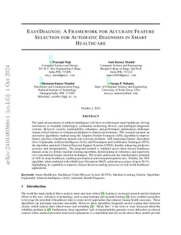 Easydiagnos: a framework for accurate feature selection for automatic
  diagnosis in smart healthcare