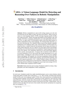 AHA: A Vision-Language-Model for Detecting and Reasoning Over Failures
  in Robotic Manipulation