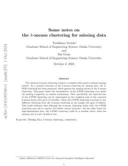 Some notes on the $k$-means clustering for missing data