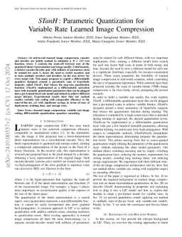 STanH : Parametric Quantization for Variable Rate Learned Image
  Compression