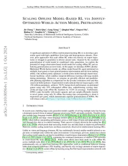 Scaling Offline Model-Based RL via Jointly-Optimized World-Action Model Pretraining