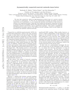 Asymmetrically connected reservoir networks learn better