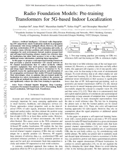 Radio Foundation Models: Pre-training Transformers for 5G-based Indoor
  Localization