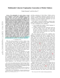 Multimodal Coherent Explanation Generation of Robot Failures